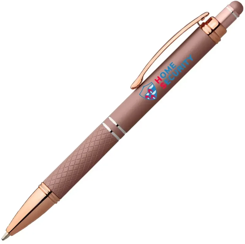 Rose Gold Metallic Pen with Stylus - Customizable — view 3