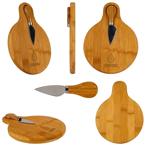 Small Bamboo Cutting Board with Cheese Knife