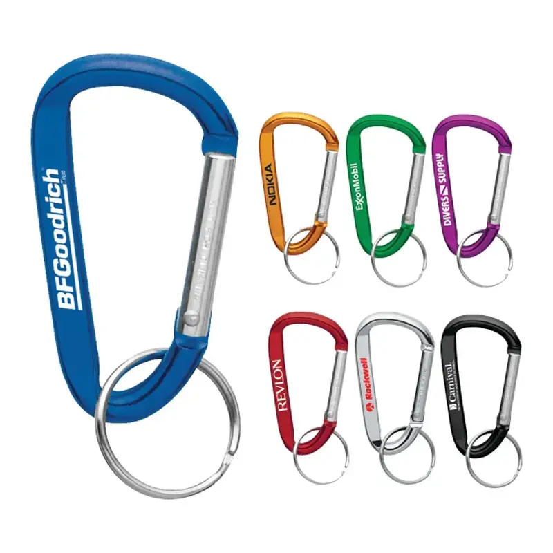 Custom Carabiner Key Ring with Metal Split Ring - 6mm