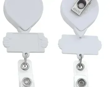Smiley Hands Retractable Badge Reel (Yellow, White) — view 5