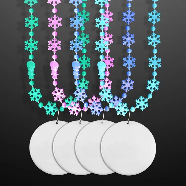Snowflake Beads, Opalescent Opaque with White Medallion (NON-Light Up) — view 2