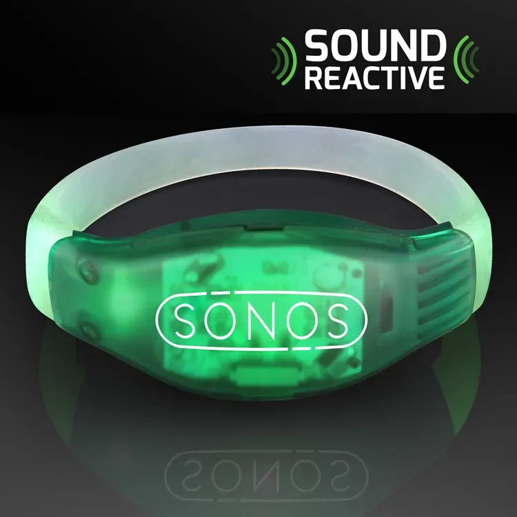 Sound Activated Light Up Green LED Flashing Bracelets