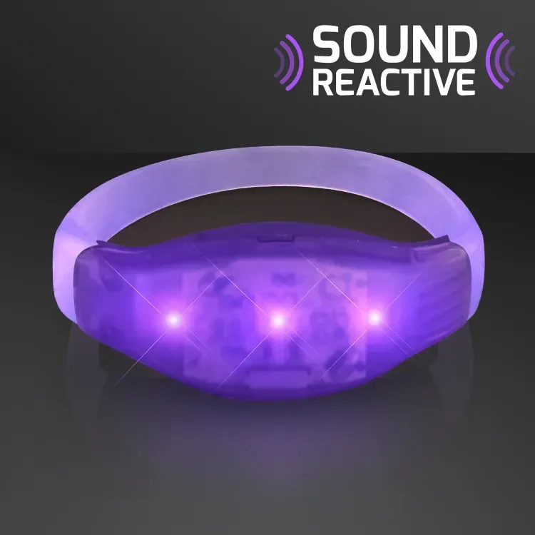 Sound Activated Light Up Purple LED Flashing Bracelets — view 5