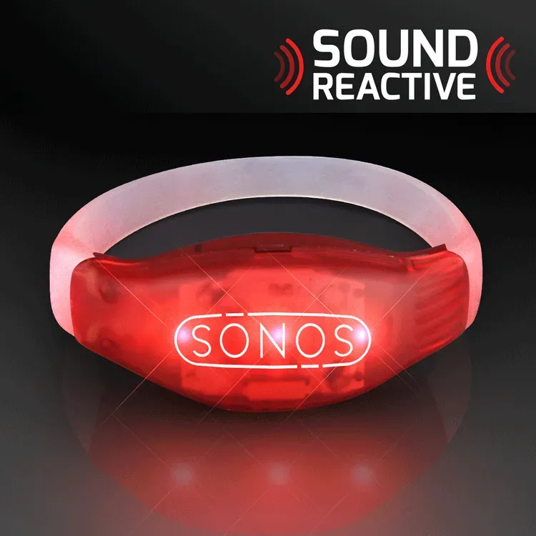 Sound Activated Light Up Red LED Flashing Bracelets