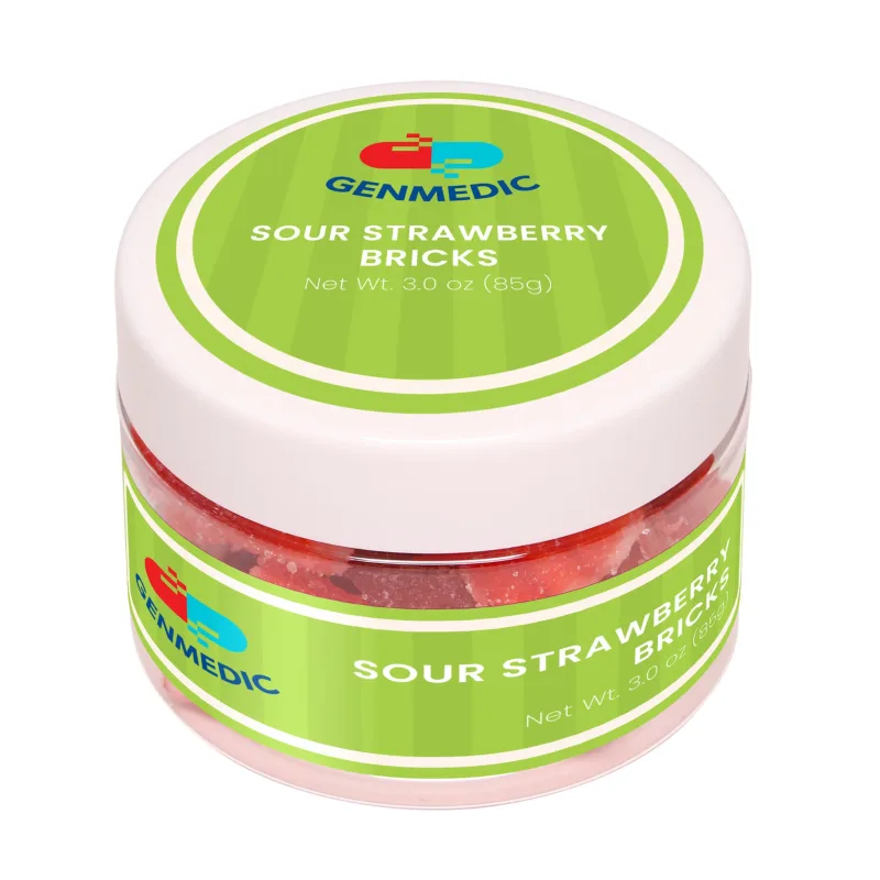 Sour Strawberry Bricks in a Jar — view 2