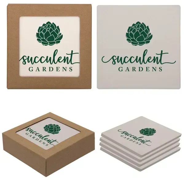 Square Absorbent Stone Coaster 4 Pack