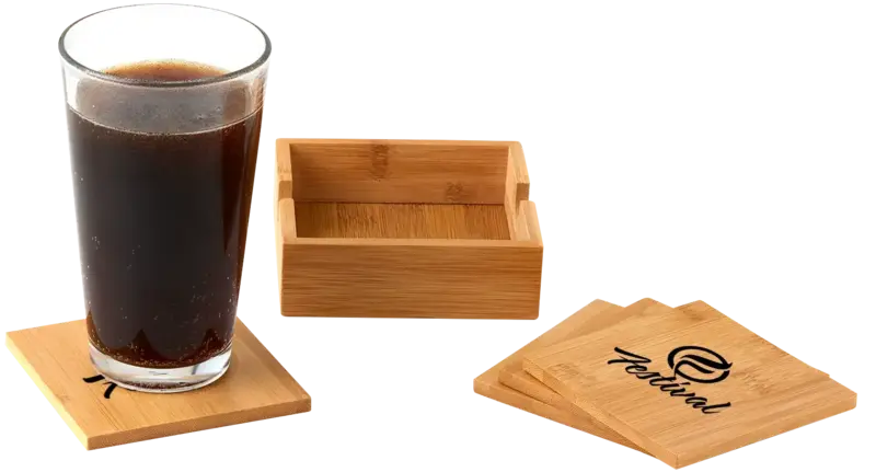 Custom Bamboo Coaster Set