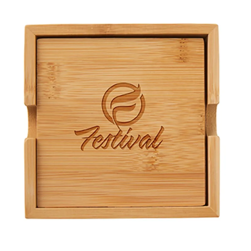 Square Bamboo Coaster Set — view 4