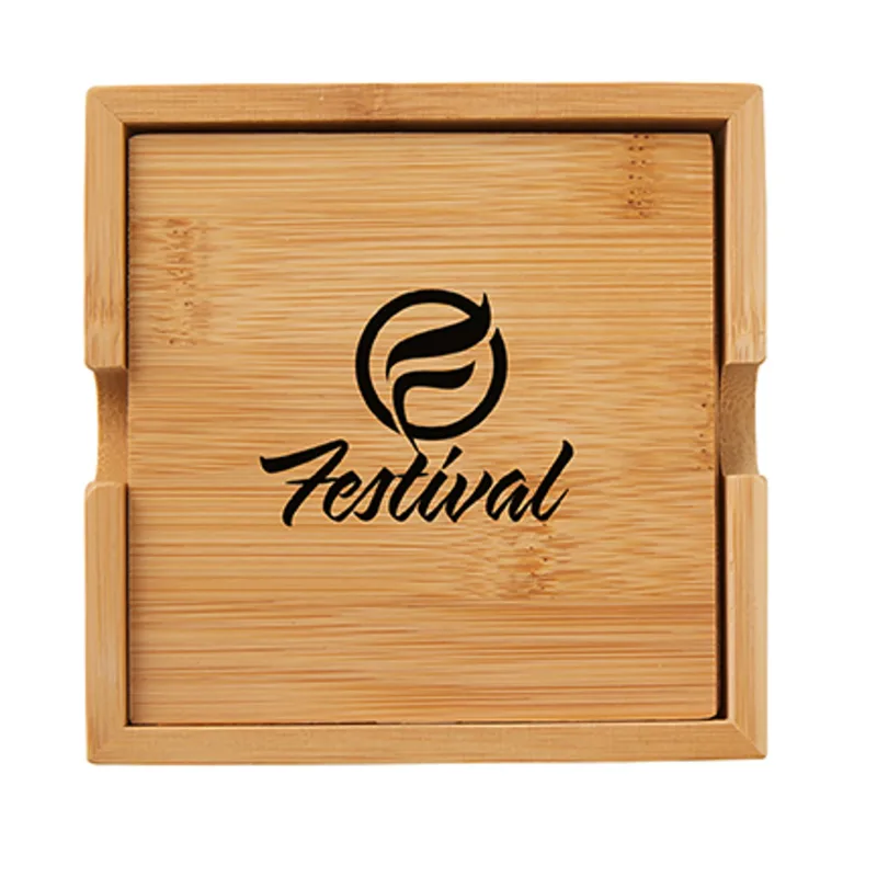 Square Bamboo Coaster Set — view 5