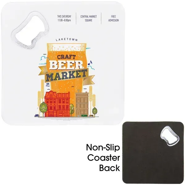 Square Bottle Opener Coaster