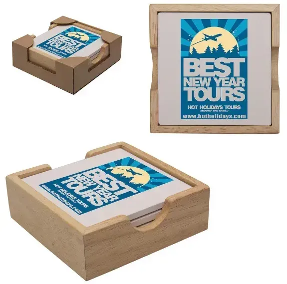 Imprinted Square Coaster Set