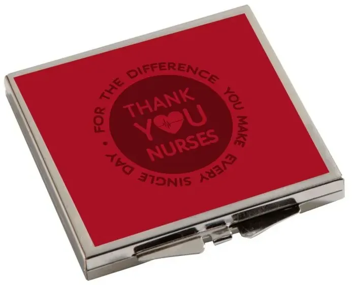 Logo Square Metal Compact Mirror