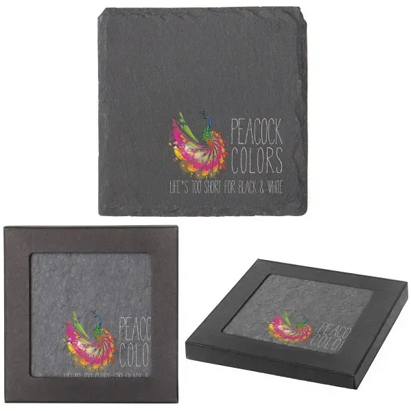 Logo Square Slate Coaster