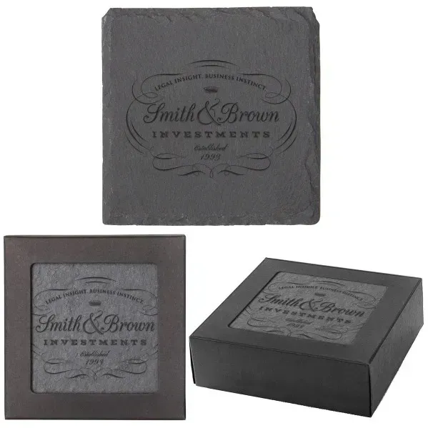 Customized Square Slate Coaster Set