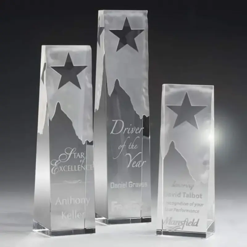 Custom Star Obelisk Award in Optical Crystal - Elegant Recognition Gift