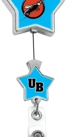 Star Shape Chrome Double Up Secure ID Badge Reel — view 2