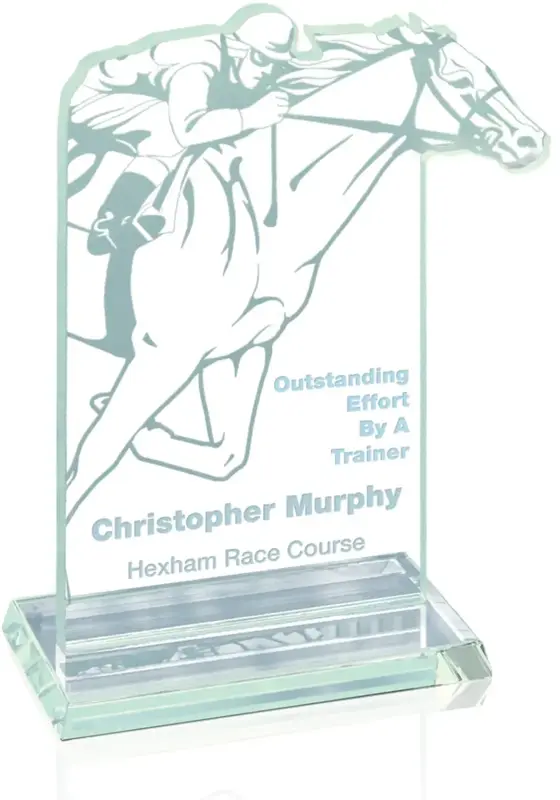 Custom Jade Glass Horse Racing Award