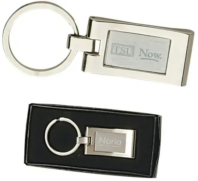 Personalized Silver Rectangle Keyring