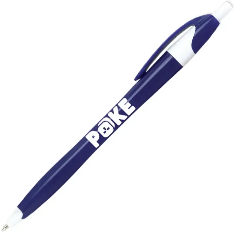 Stratus Pen w/ Solid Contoured Barrel & White Accents (Blue or Black Ink) — view 3