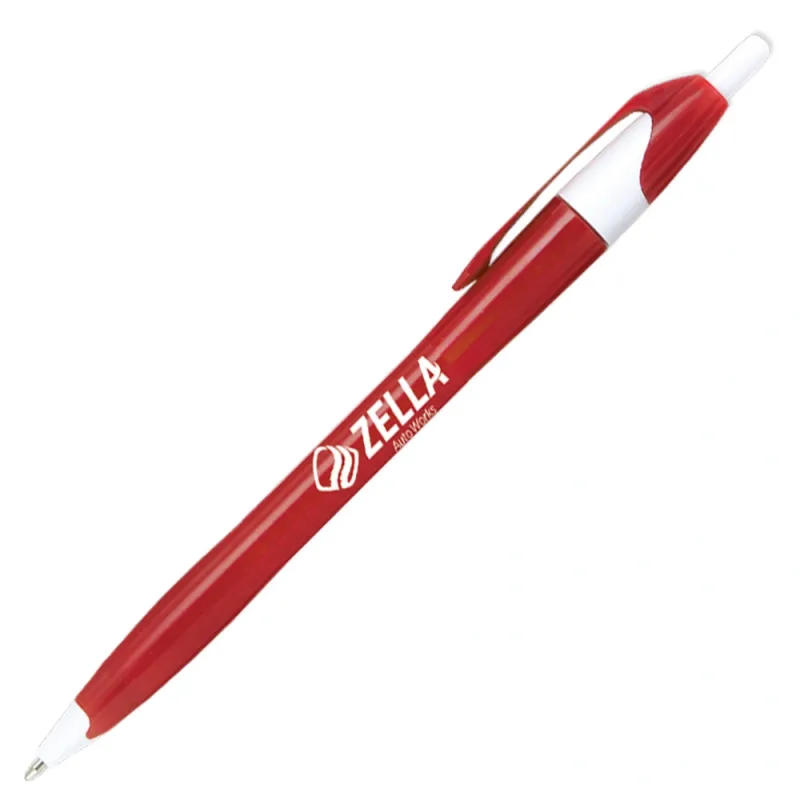 Stratus Pen w/ Solid Contoured Barrel & White Accents (Blue or Black Ink) — view 2