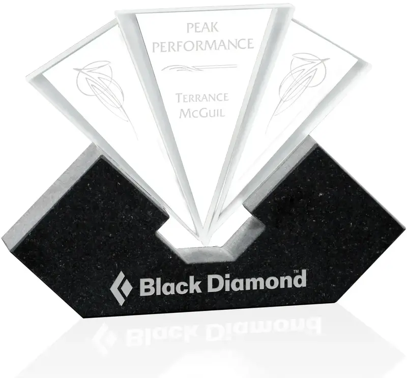 Customizable Tri-Star Black Granite Award