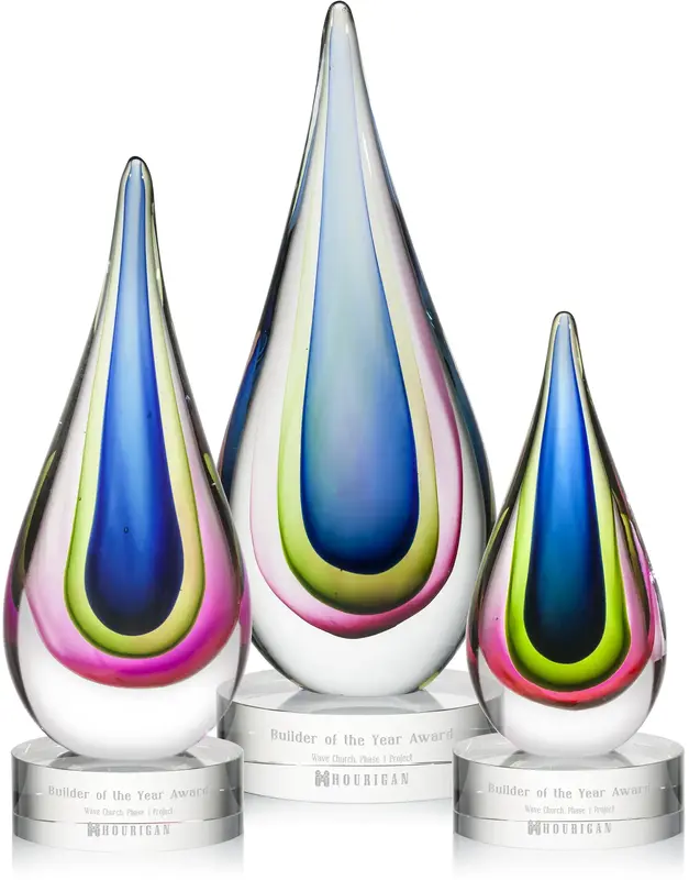 Custom 3D Logo Hand-Blown Awards with Optical Base