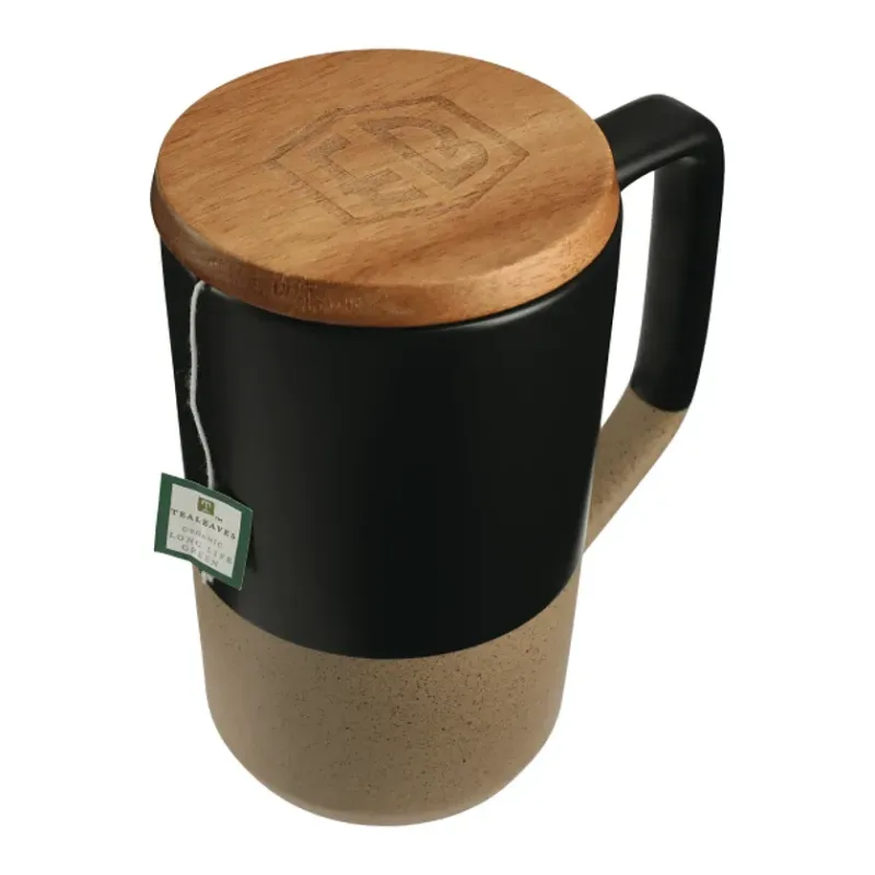 Tahoe Tea & Coffee Ceramic Mug with Wood Lid 16oz — view 3