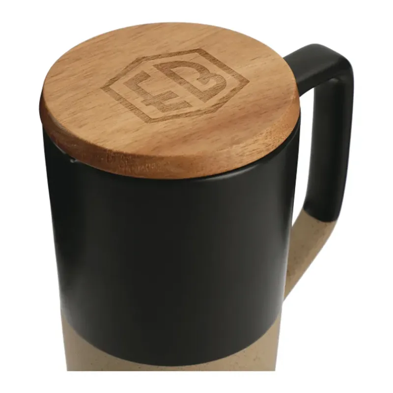 Tahoe Tea & Coffee Ceramic Mug with Wood Lid 16oz — view 4