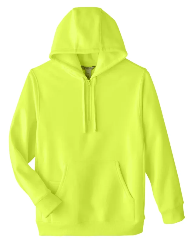 Team 365 Unisex Zone HydroSport  Heavyweight Quarter-Zip Hooded Sweatshirt — view 3