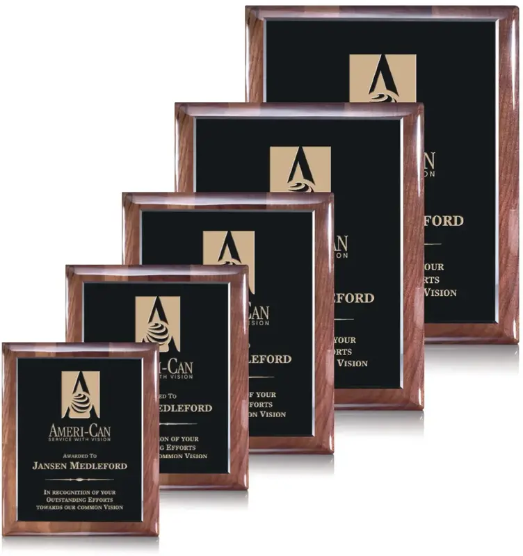 Ebony/Walnut Custom Business Recognition Plaque with Elegant Finish