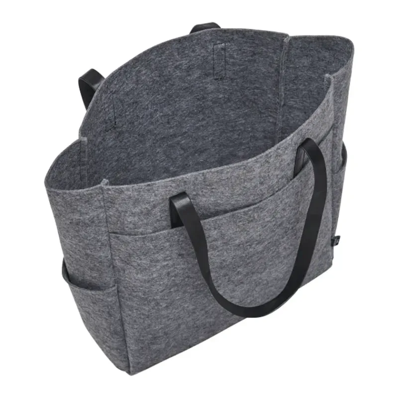 Branded Recycled Felt Meeting Tote with Front Pocket and Side Pockets — view 5