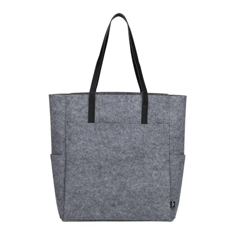 Branded Recycled Felt Meeting Tote with Front Pocket and Side Pockets — view 6