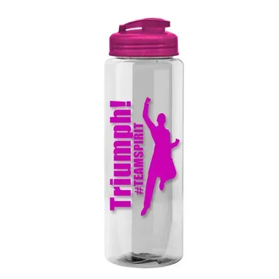 The Quench 32 - Personalized 32 oz. Transparent Water Bottle with USA Flip Lid