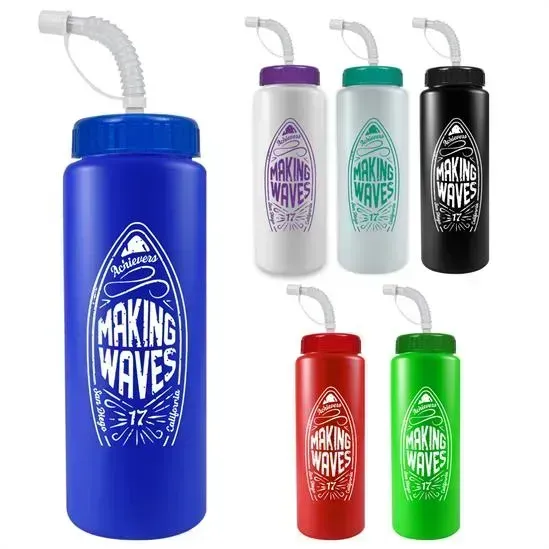 Custom Sports Quart Bottle - 32oz (Straw Lid)