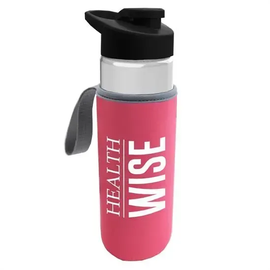 Wave Tritan® Bottle with Drink-Thru Lid and Insulated Caddy (24 oz.) — view 5