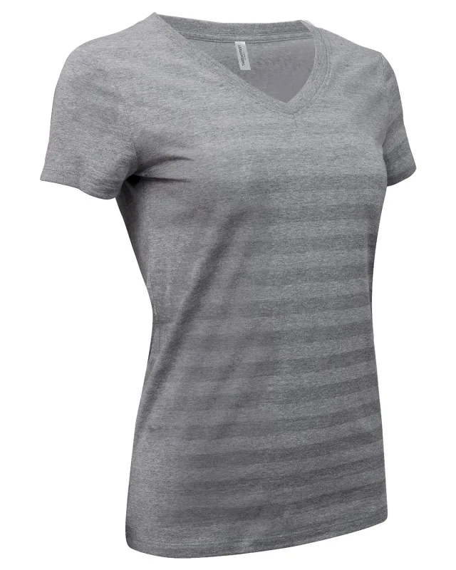 Threadfast Apparel Ladies' Invisible Stripe V-Neck T-Shirt — view 10