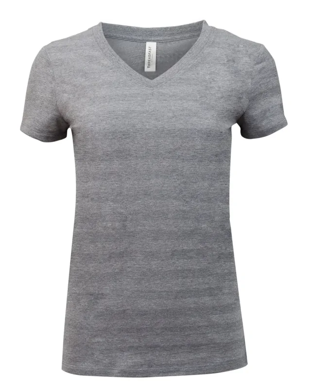 Threadfast Apparel Ladies' Invisible Stripe V-Neck T-Shirt — view 11