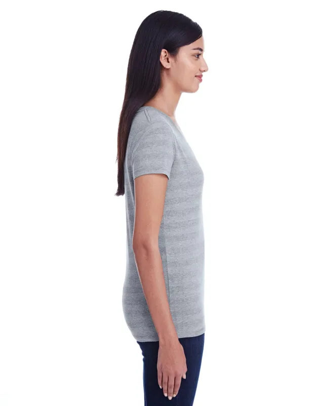 Threadfast Apparel Ladies' Invisible Stripe V-Neck T-Shirt — view 12