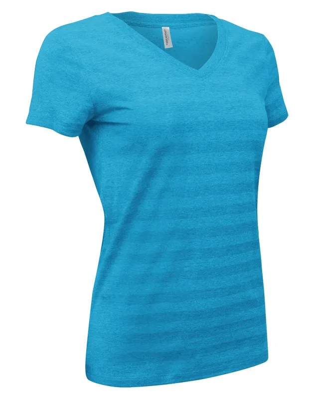 Threadfast Apparel Ladies' Invisible Stripe V-Neck T-Shirt — view 16