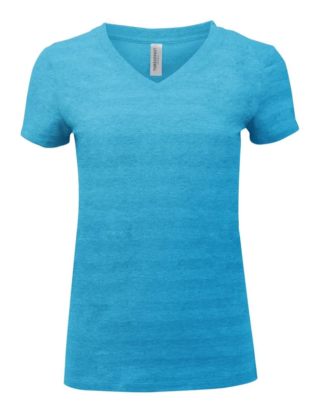 Threadfast Apparel Ladies' Invisible Stripe V-Neck T-Shirt — view 17
