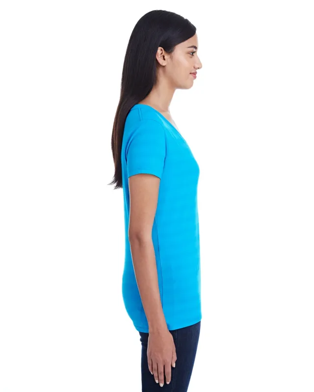 Threadfast Apparel Ladies' Invisible Stripe V-Neck T-Shirt — view 18