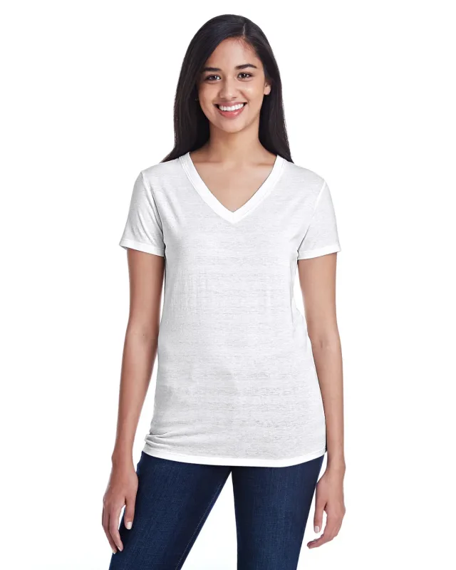 Threadfast Apparel Ladies' Invisible Stripe V-Neck T-Shirt — view 20
