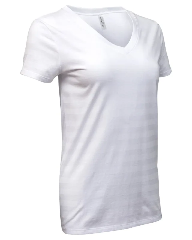 Threadfast Apparel Ladies' Invisible Stripe V-Neck T-Shirt — view 22