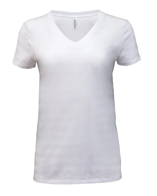 Threadfast Apparel Ladies' Invisible Stripe V-Neck T-Shirt — view 23