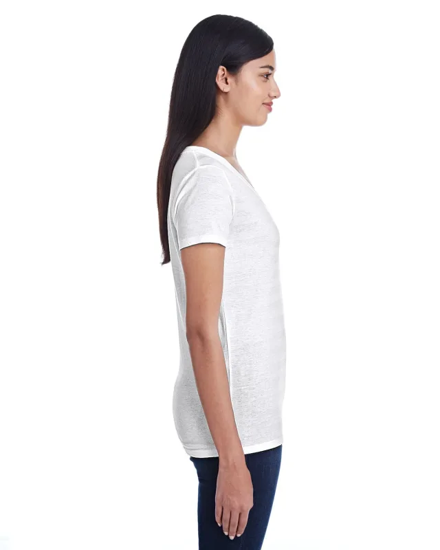 Threadfast Apparel Ladies' Invisible Stripe V-Neck T-Shirt — view 24