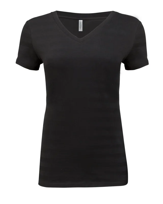 Threadfast Apparel Ladies' Invisible Stripe V-Neck T-Shirt — view 5