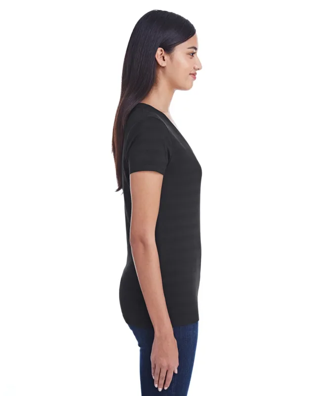Threadfast Apparel Ladies' Invisible Stripe V-Neck T-Shirt — view 6