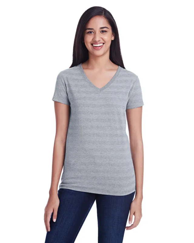 Threadfast Apparel Ladies' Invisible Stripe V-Neck T-Shirt — view 8