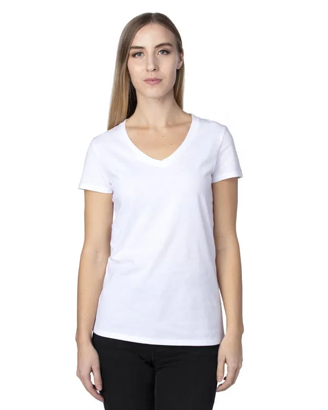 Threadfast Apparel Ladies' Ultimate CVC V-Neck T-Shirt — view 2