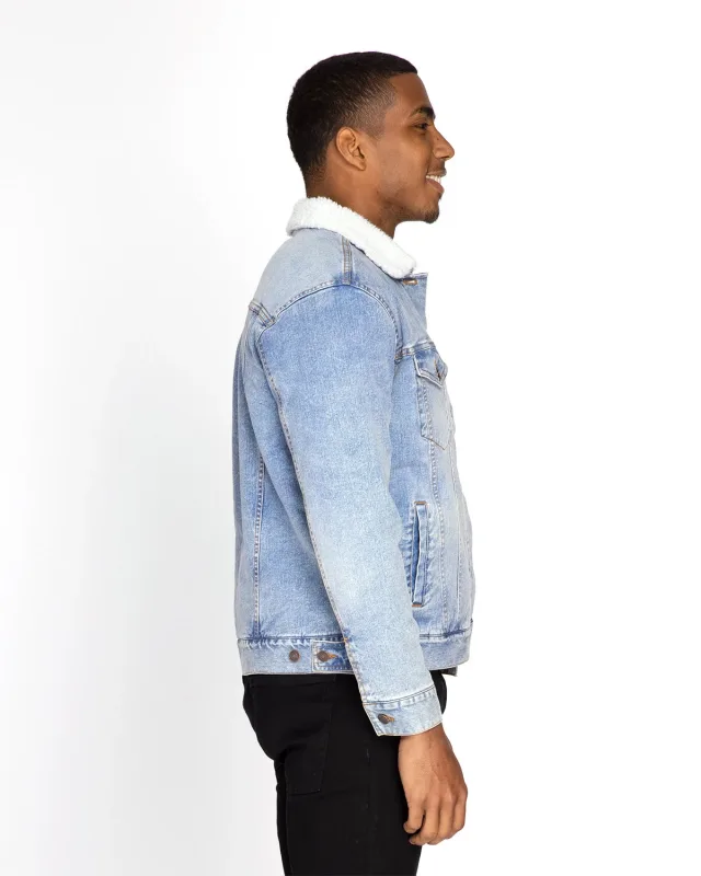 Threadfast Apparel Unisex Sherpa-Lined Denim Jacket — view 6
